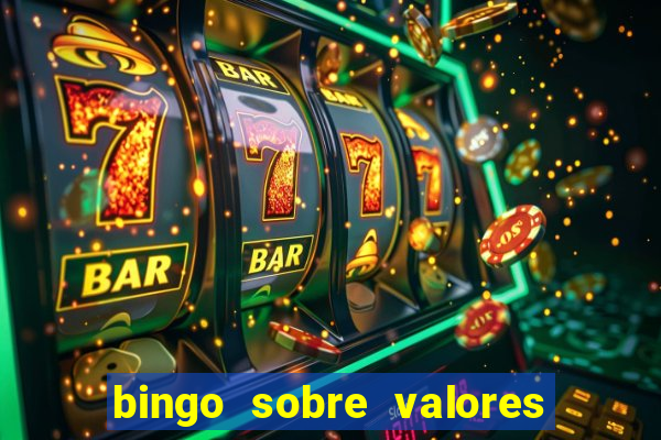 bingo sobre valores para imprimir